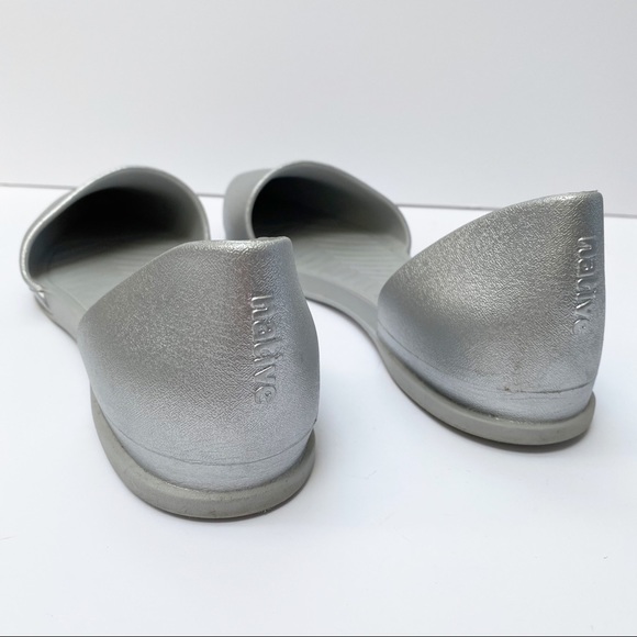 Native Audrey d’Orsay Silver Pointy Toe Flats US10 - Picture 2 of 6